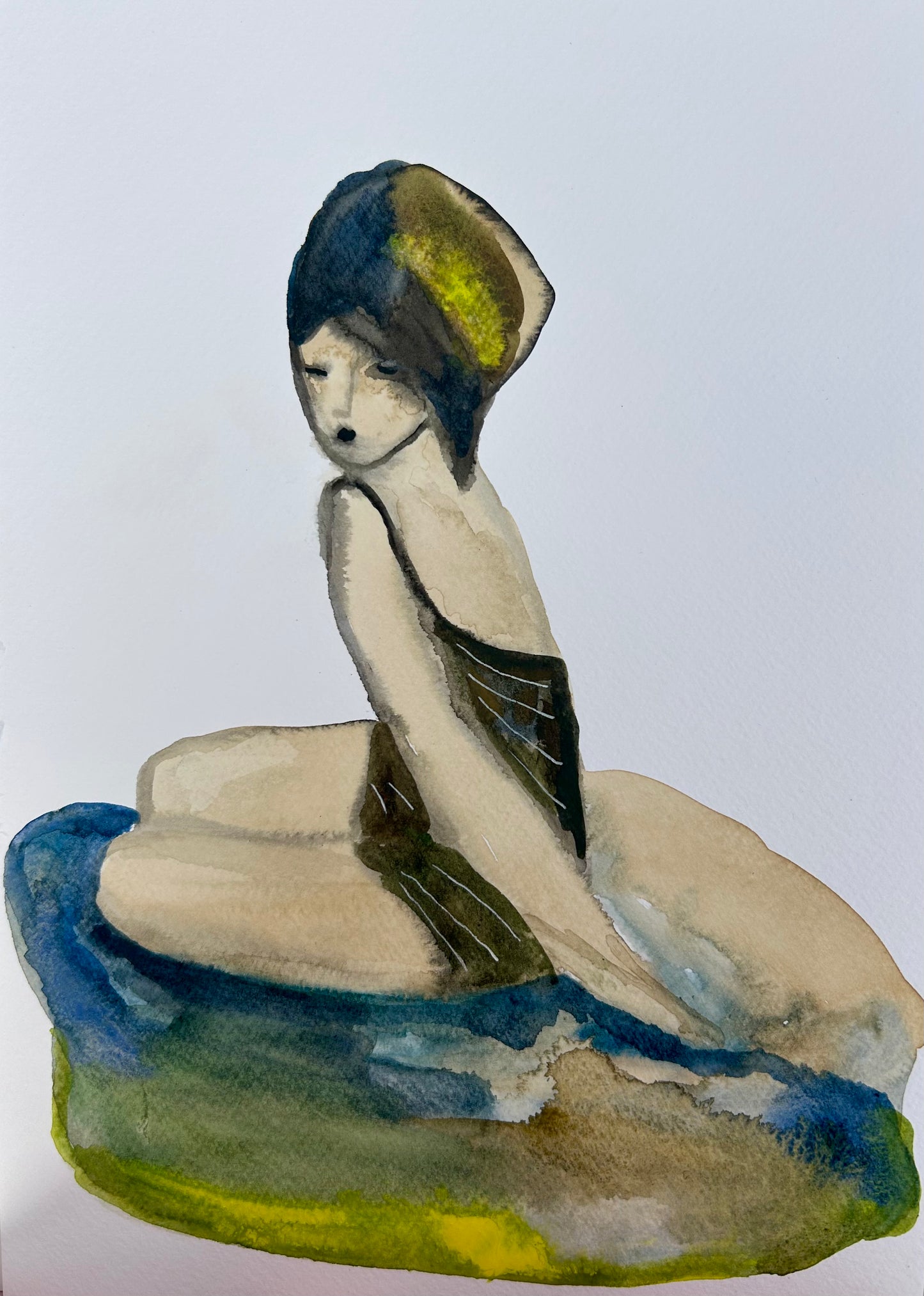 Voilá akvarell somriga toner av konstnären Karolina Palmér