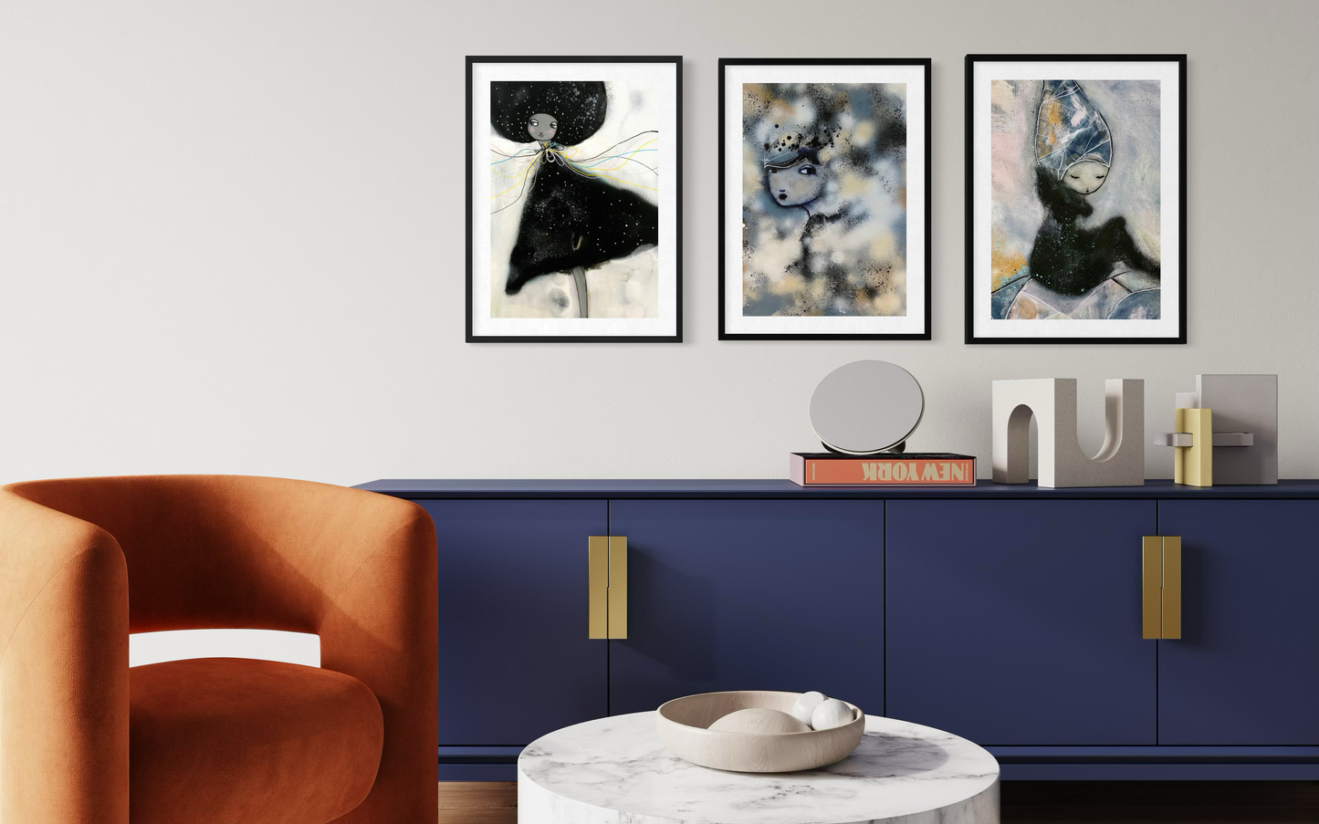 Konstpaket 3-pack Svartvit harmoni