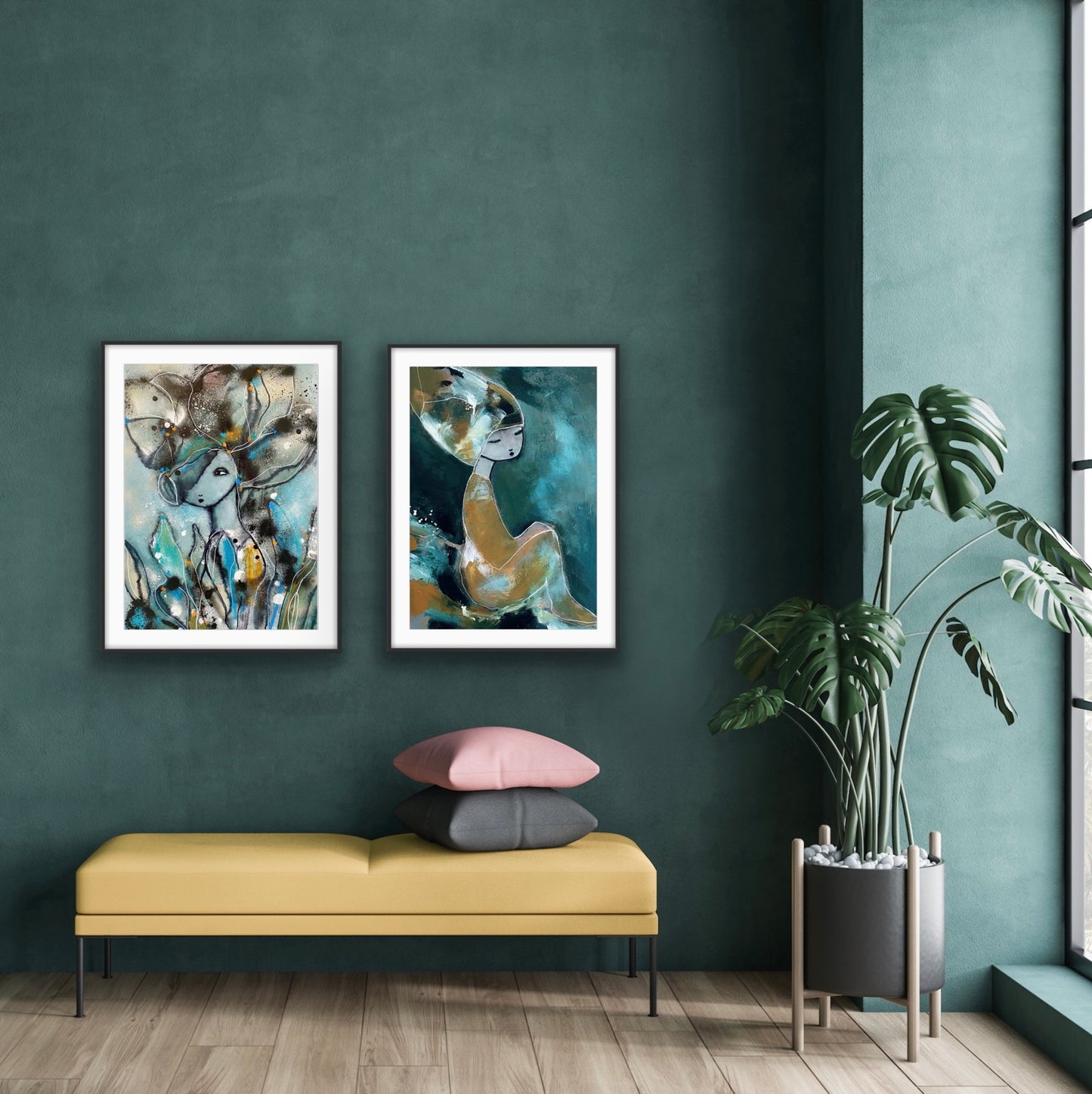 Poster Tusen gånger starkare i blå toner av konsstnären Karolina Palmér.