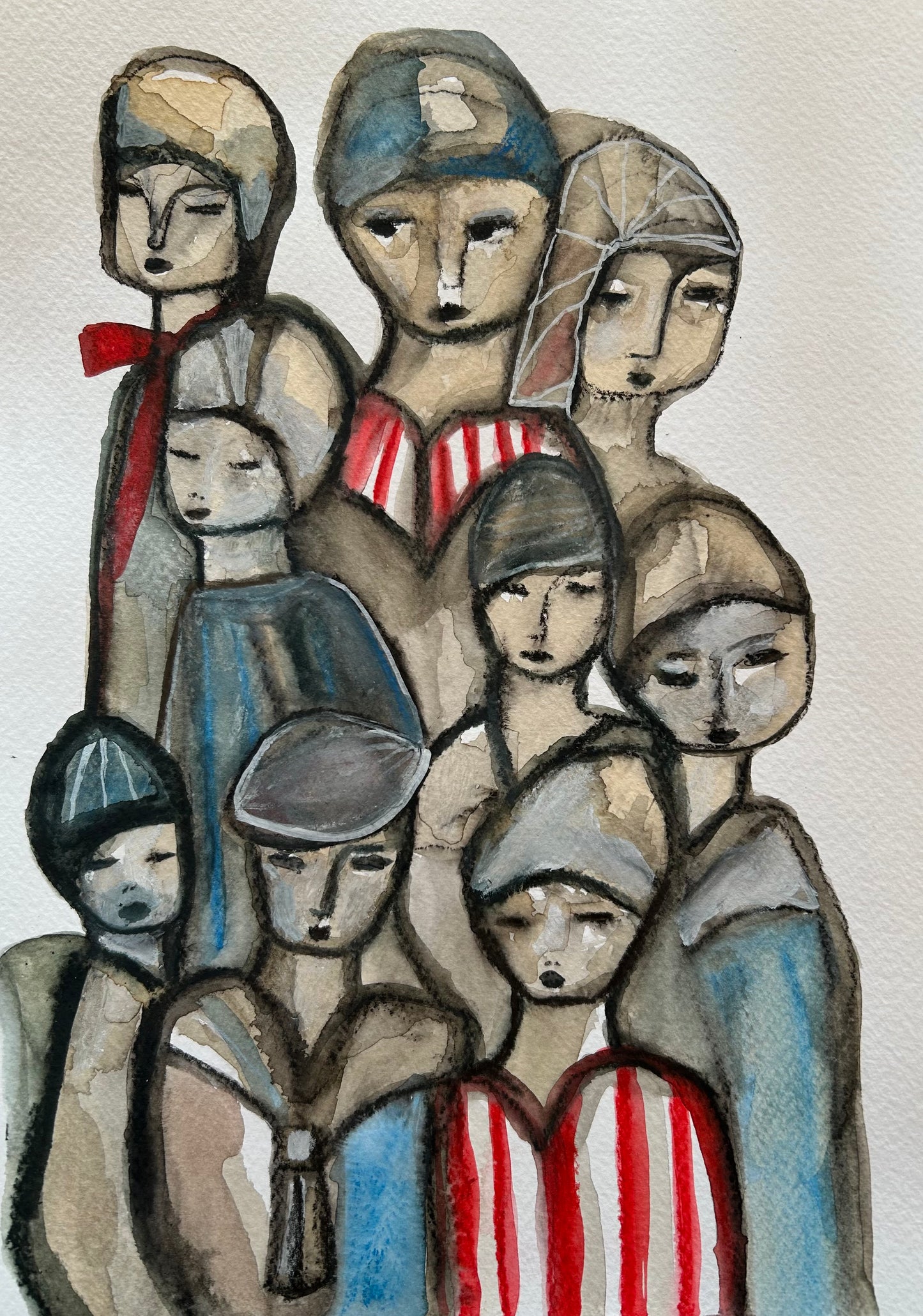 Unika tillsammans. Akvarellmålning i original till salu av Karolina Palmér.