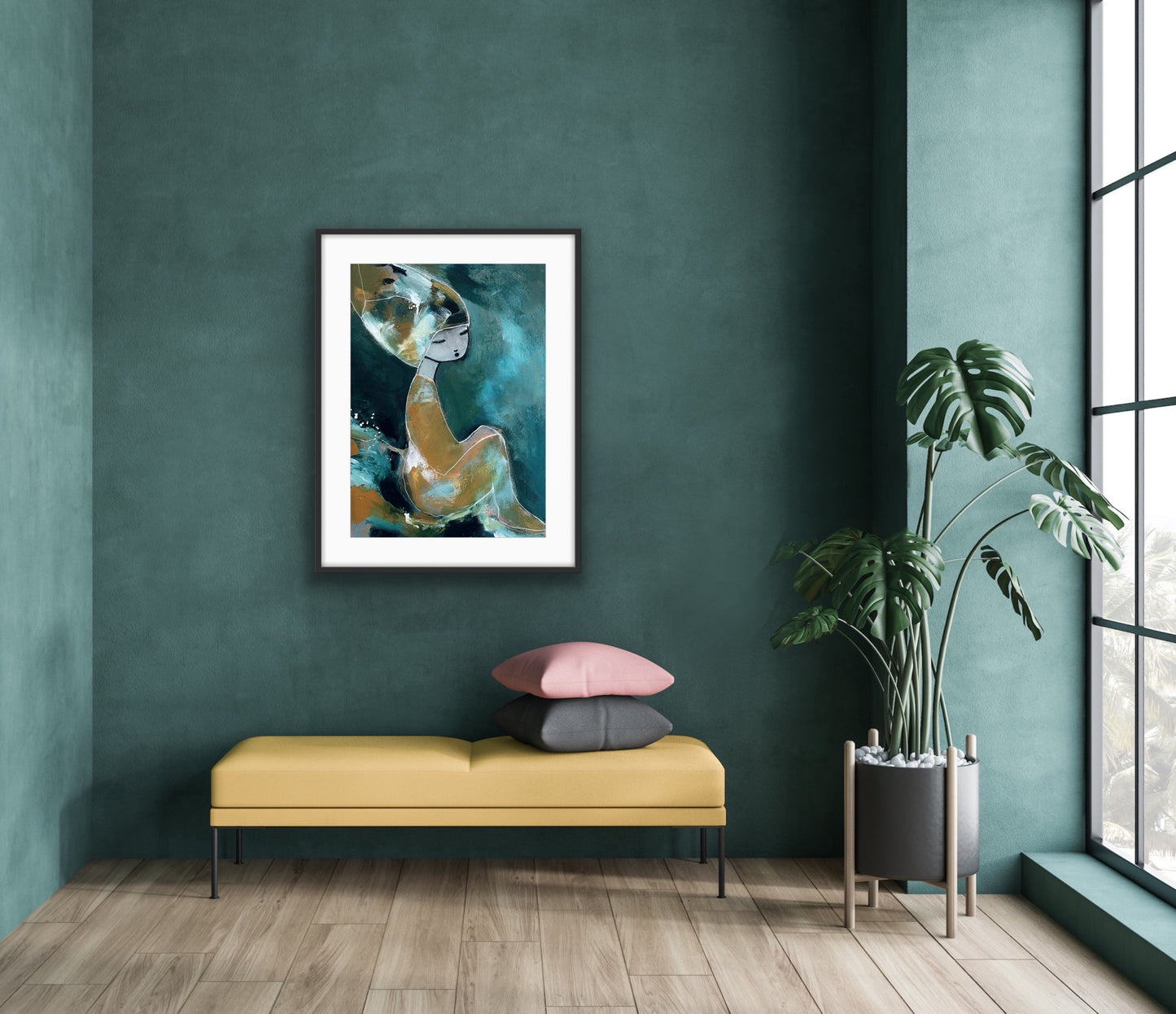 Miljöbild Livsnjutaren poster av Karolina Palmér. Signerat print i blå toner.