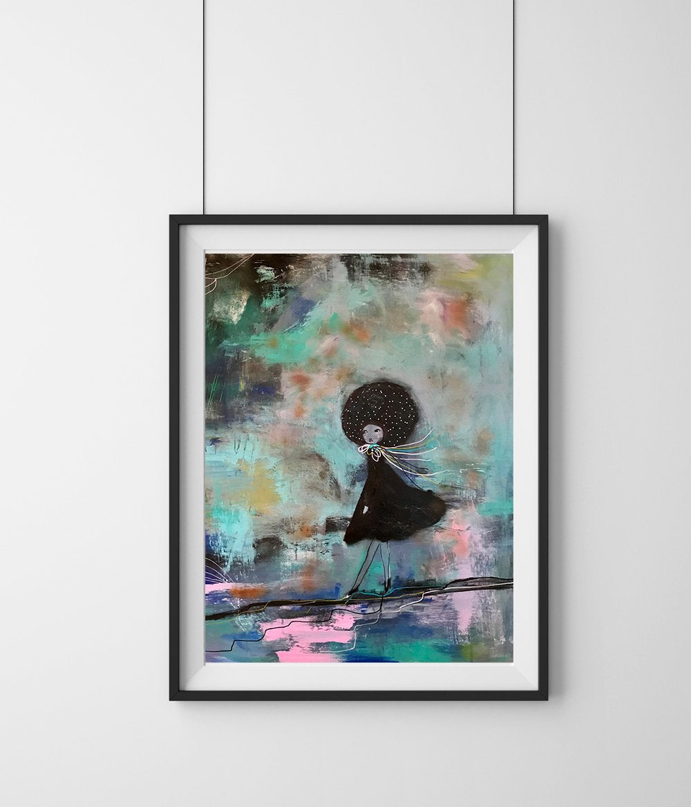 Step by step print Karolina Palmér i A3- format. Färgstark poster.