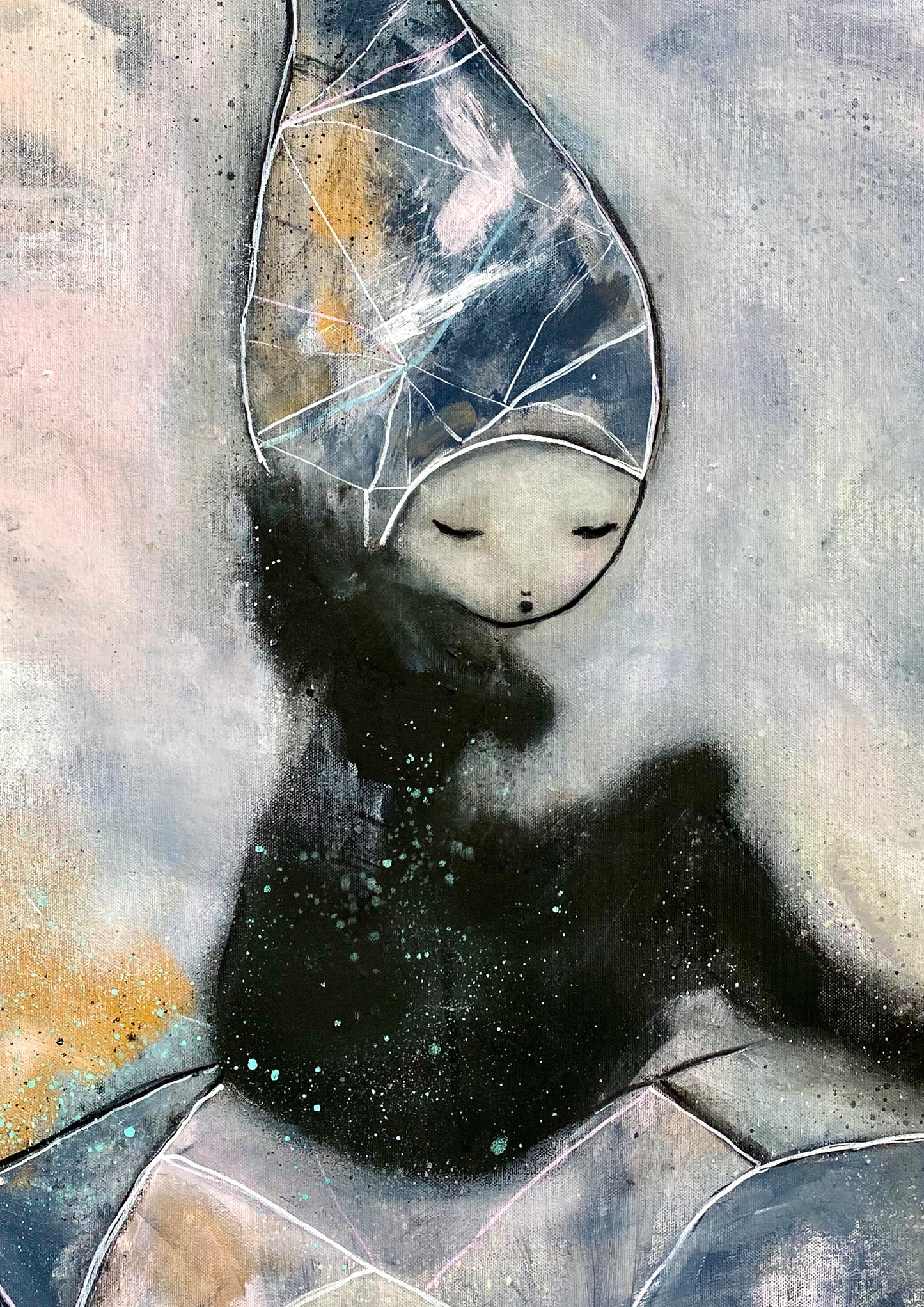 Print Drömmen Karolina Palmér i A3-format. Unik poster i dova färger.