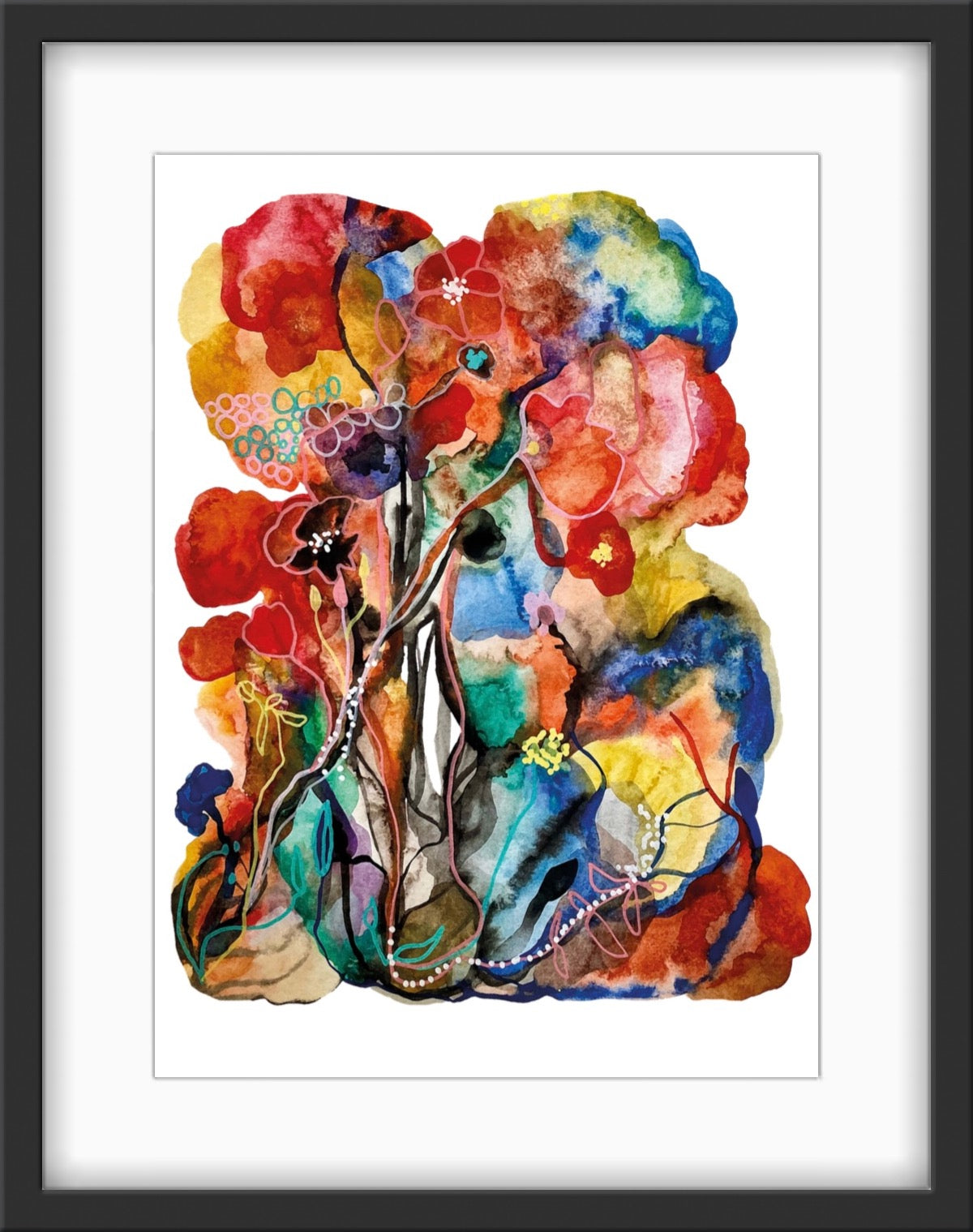 Poster Livskraft. Färgstark poster med blomstermotiv av konstnären Karolina Palmér. A3-format.