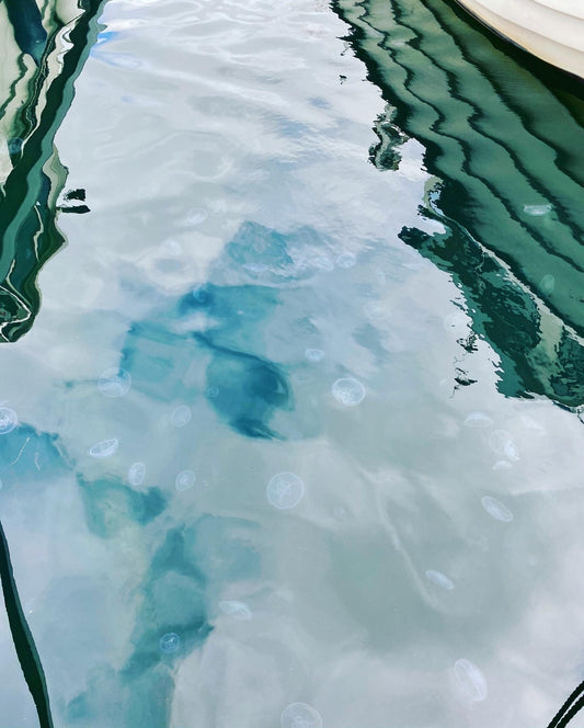 Blått vatten i Bovallstrand.