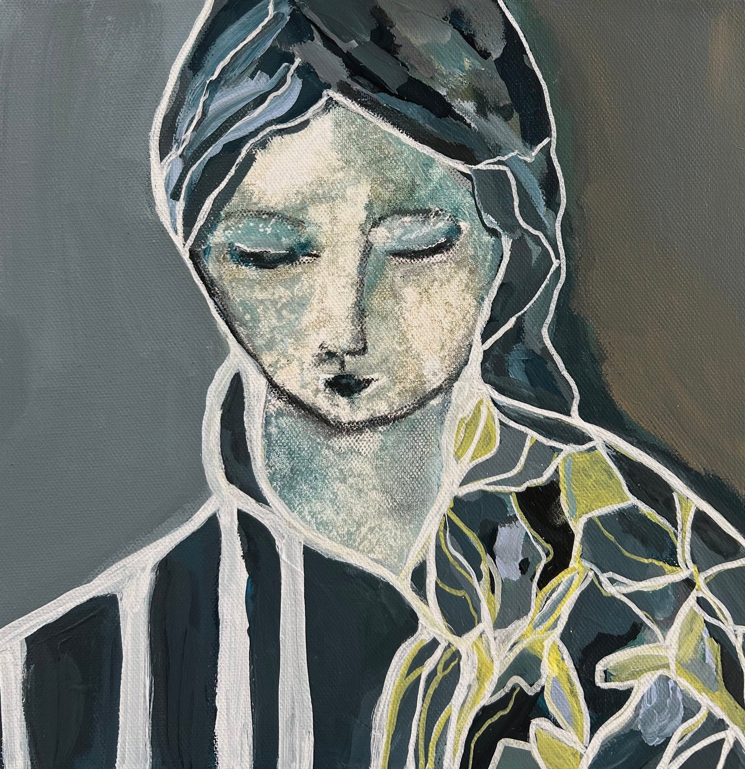 Kraftplats- måleri i gult och blått