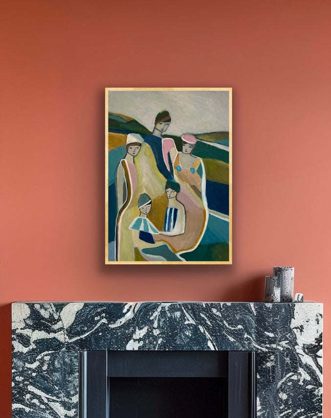 Akrylmålning - Bland vänner