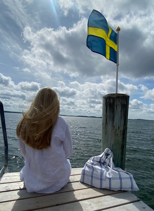 Väska – Vit med rutigt mönster | Medium
