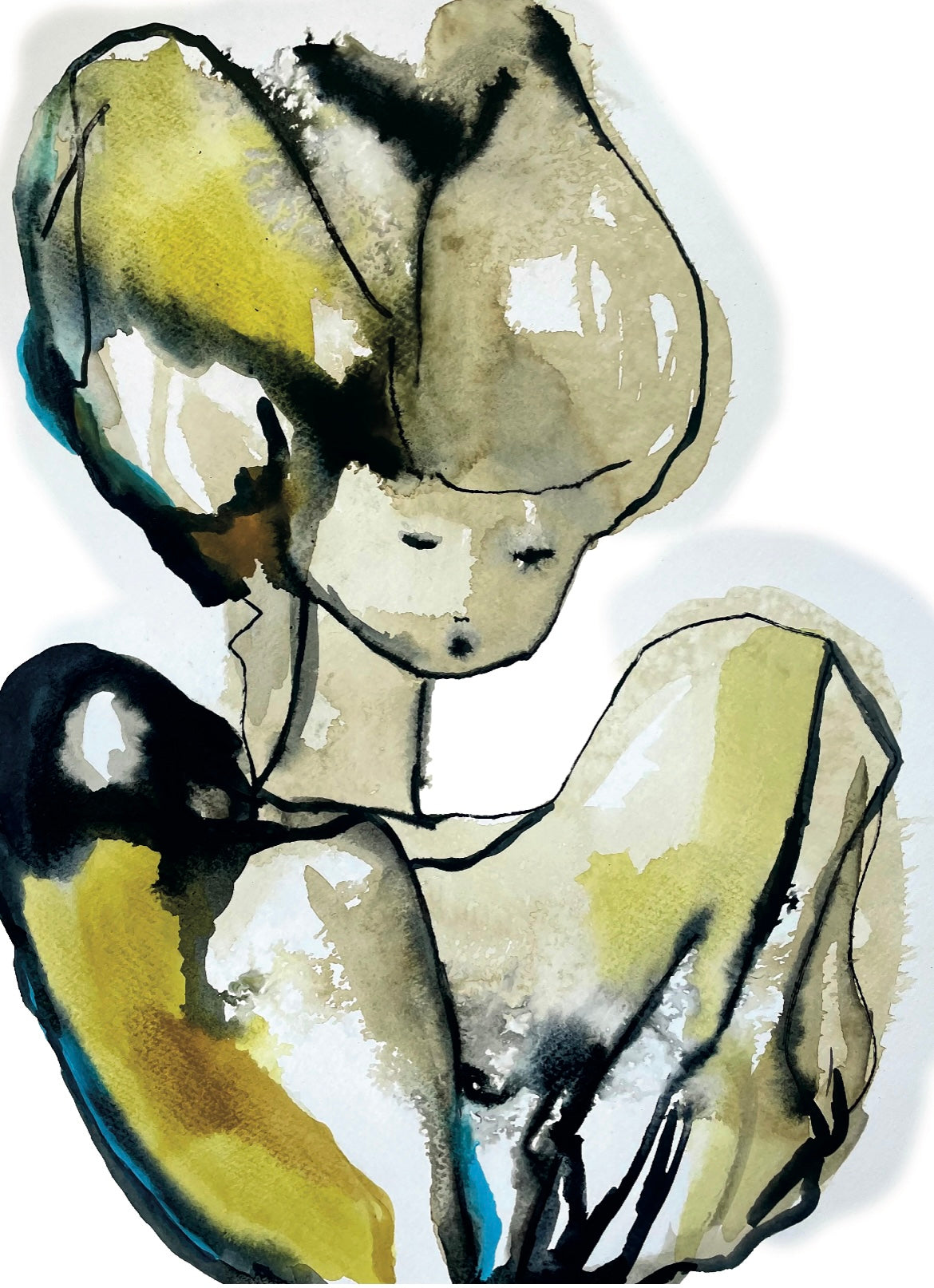 Poster Surrender av konstnären Karolina Palmér. Harmoniskt motiv i gula och beige toner. Unik konst.