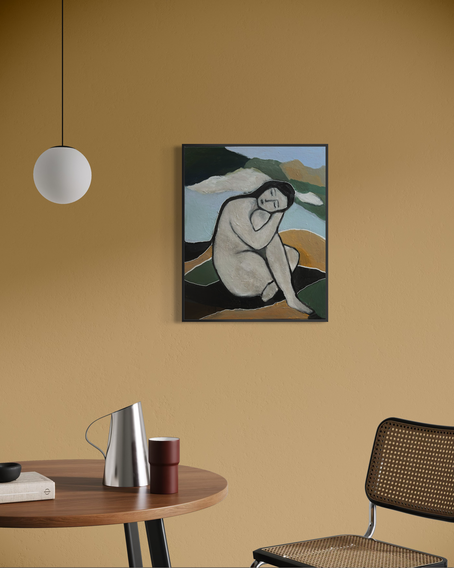 Alignment akrylmålning i harmoniska toner. 