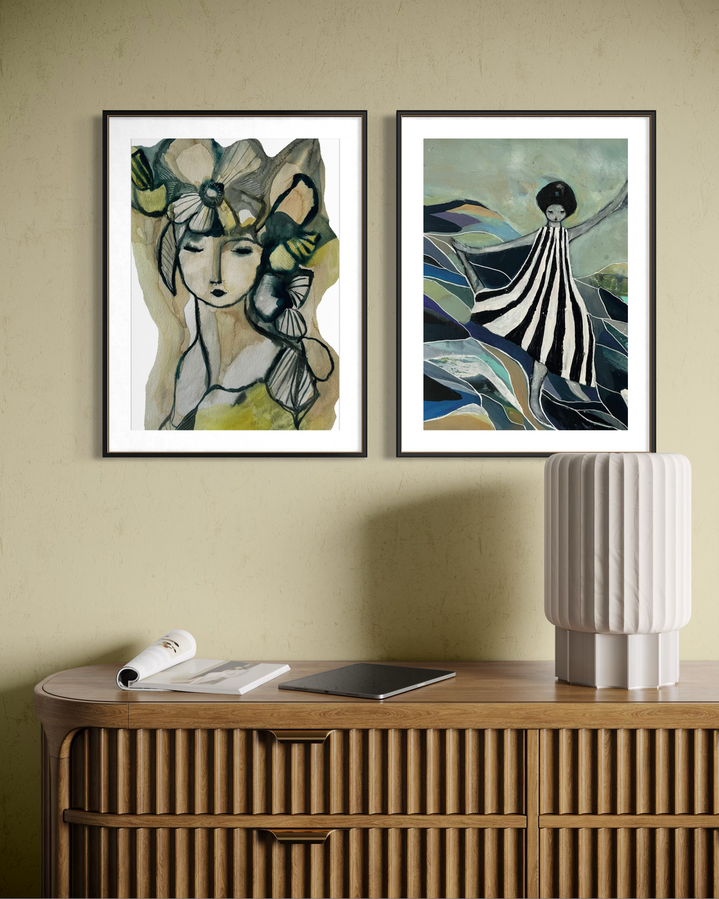 Paket med 2 posters i naturtoner i en  harmonisk inredningsmiljö. 