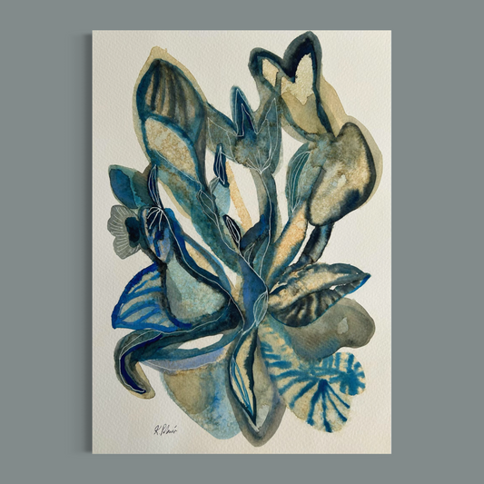 Akvarellmålning Havsdans av konstnären Karolina Palmér. 