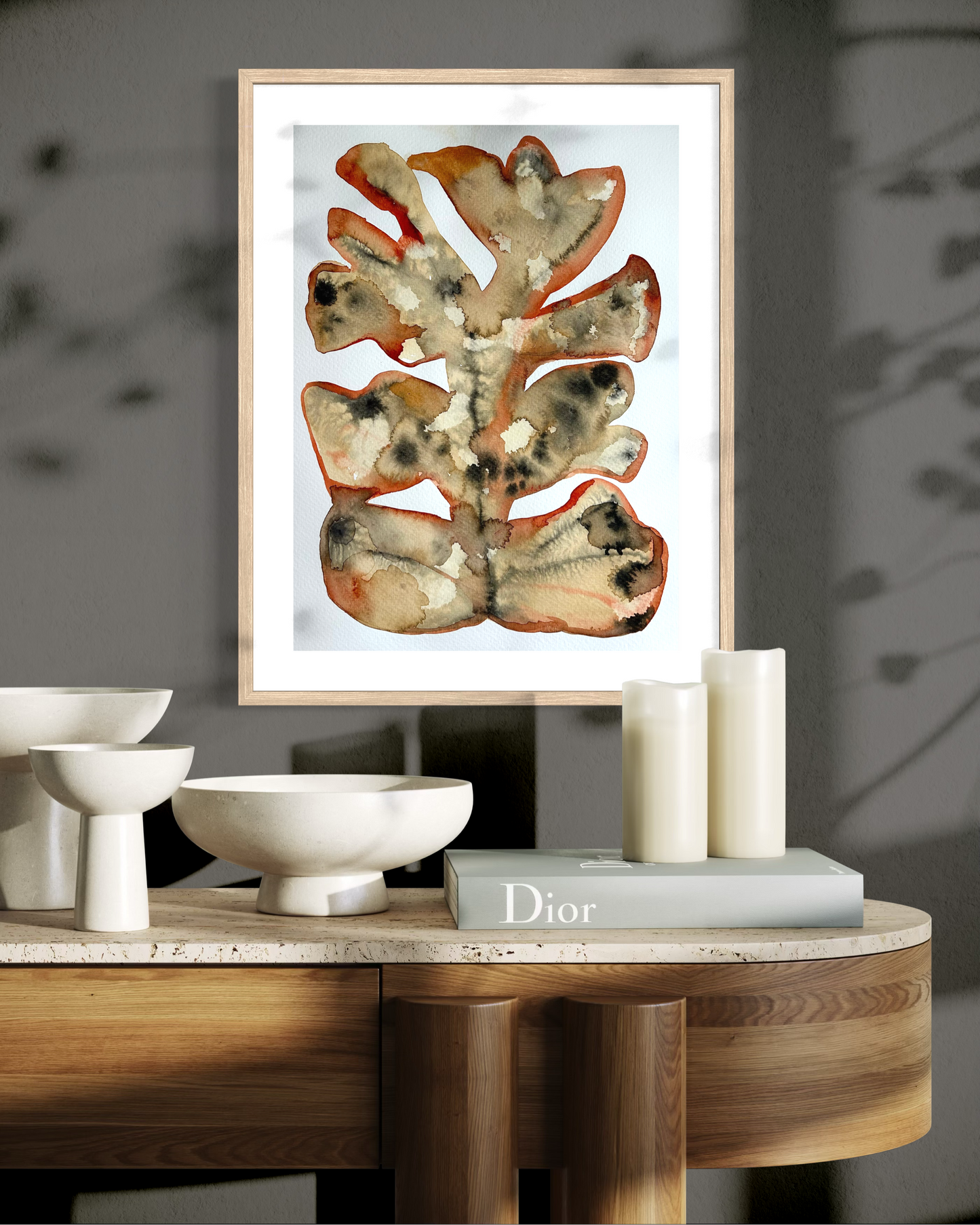 Akvarellmålning Livslinjer i lugn miljö av konstnären Karolina Palmér.