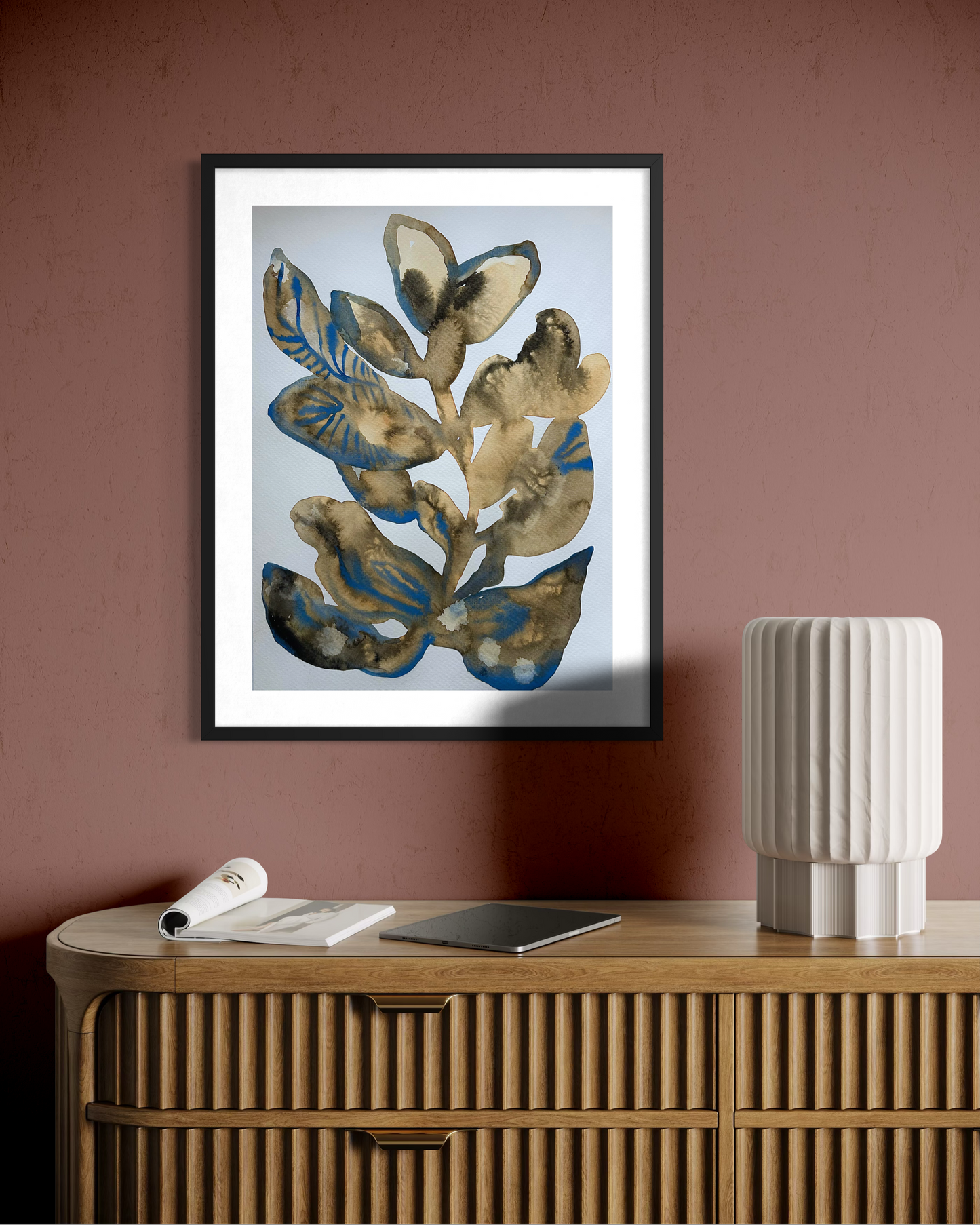 Akvarellmålning Puls i rosa miljö av konstnären Karolina Palmér.