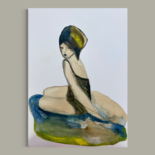 Akvarellmålning Voilá i harmonisk miljö av konstnären Karolina Palmér.