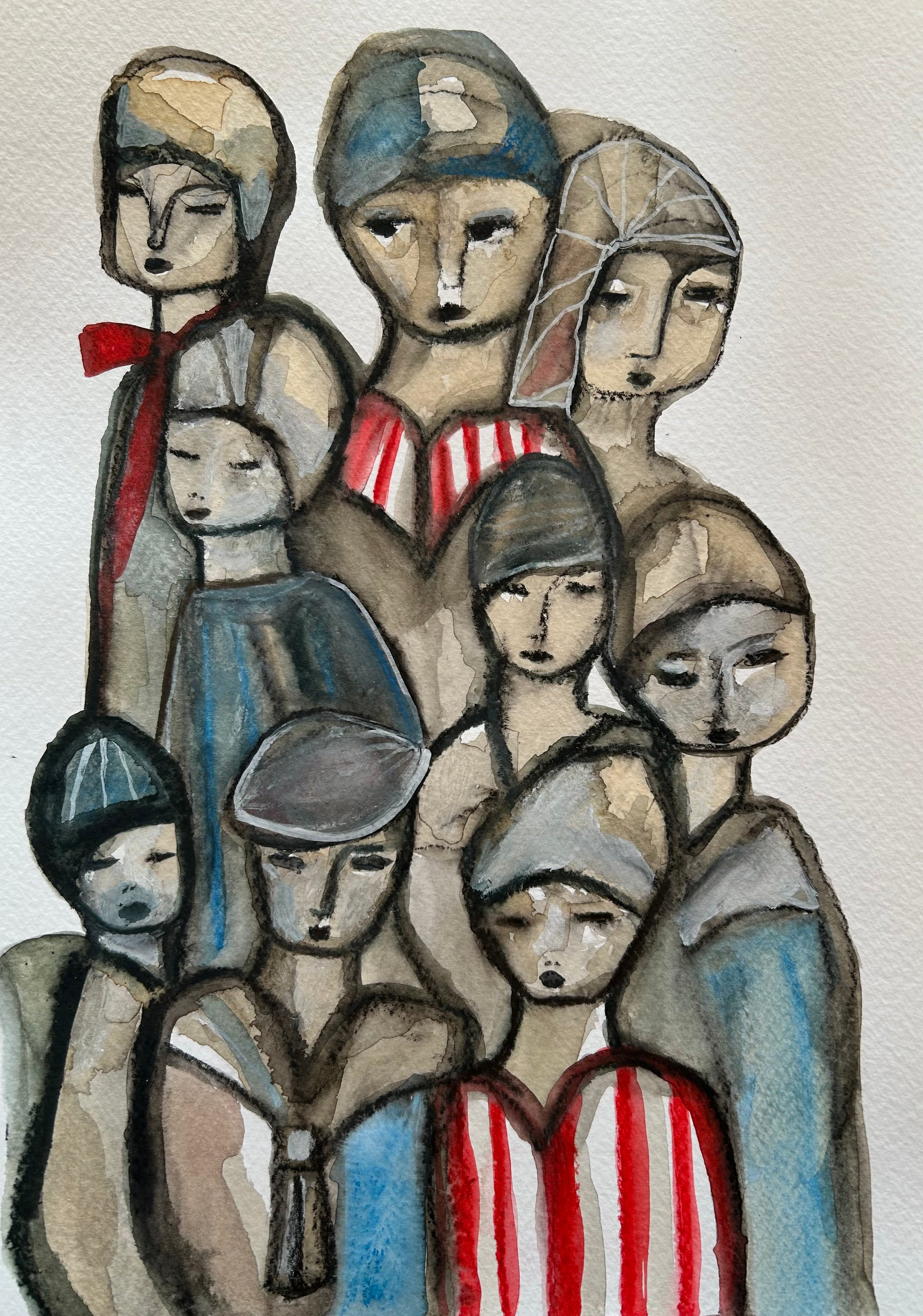 Unika tillsammans. Akvarellmålning i original till salu av Karolina Palmér.