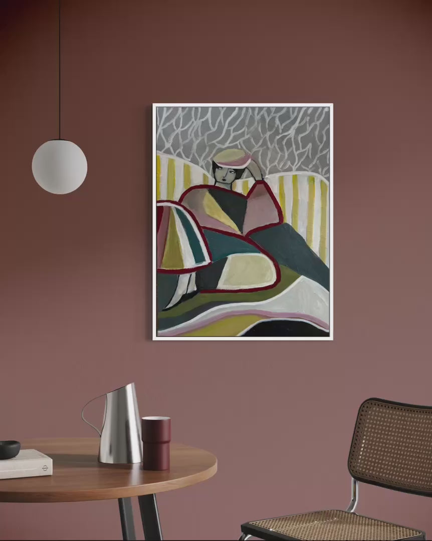 
Kort film som visar originalmålningrn ”Känna in”  i inredningsmiljö.
