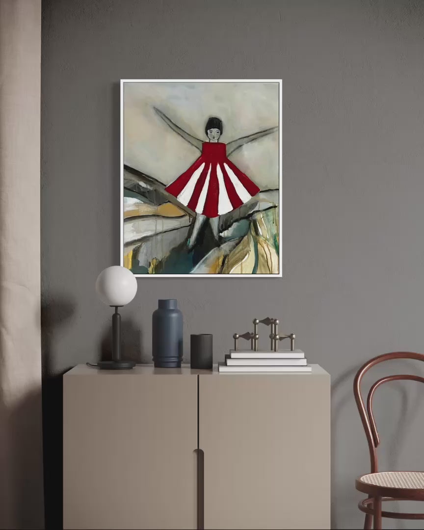 Filmklipp som visar originalmålningen ”Våga” i harmonisk miljö av Karolina Palmér. 
