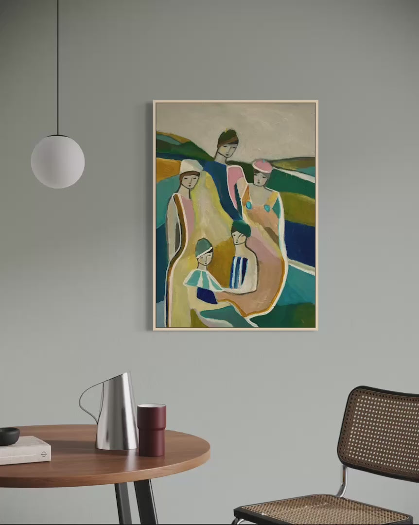 
Kort film som visar originalmålningen ”Bland vänner” i inredningsmiljö av Karolina Palmér. 
