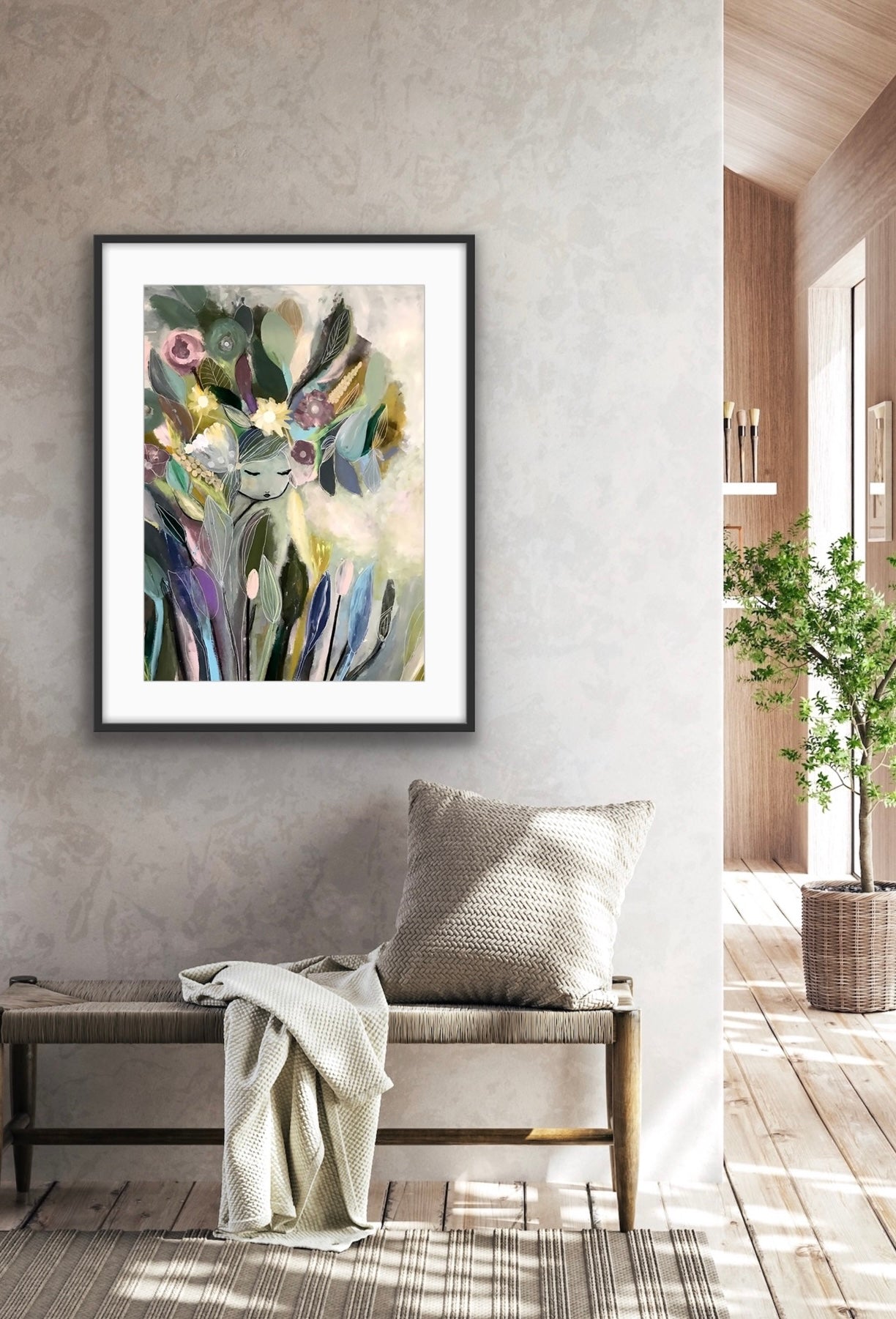Oh my garden. Poster av Karolina Palmér. Figurativt motiv i lugna toner, Mått 50*70 cm.